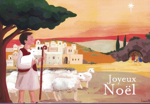 carte de voeux chrétienne : Le petit berge de Bethléem